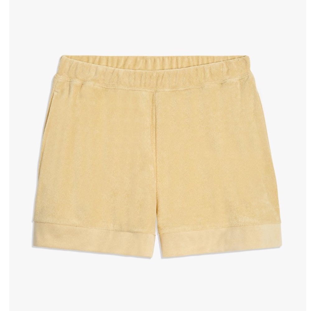 WEWOREWHAT KNIT FOLDOVER TOWEL TERRY SHORTS TAUPE SIZE S